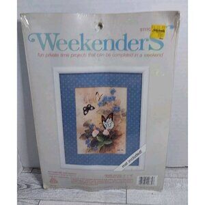 Vintage Weekenders "Butterflies And Clover" Cross Stitch Kit w/ Mat  Grannycore